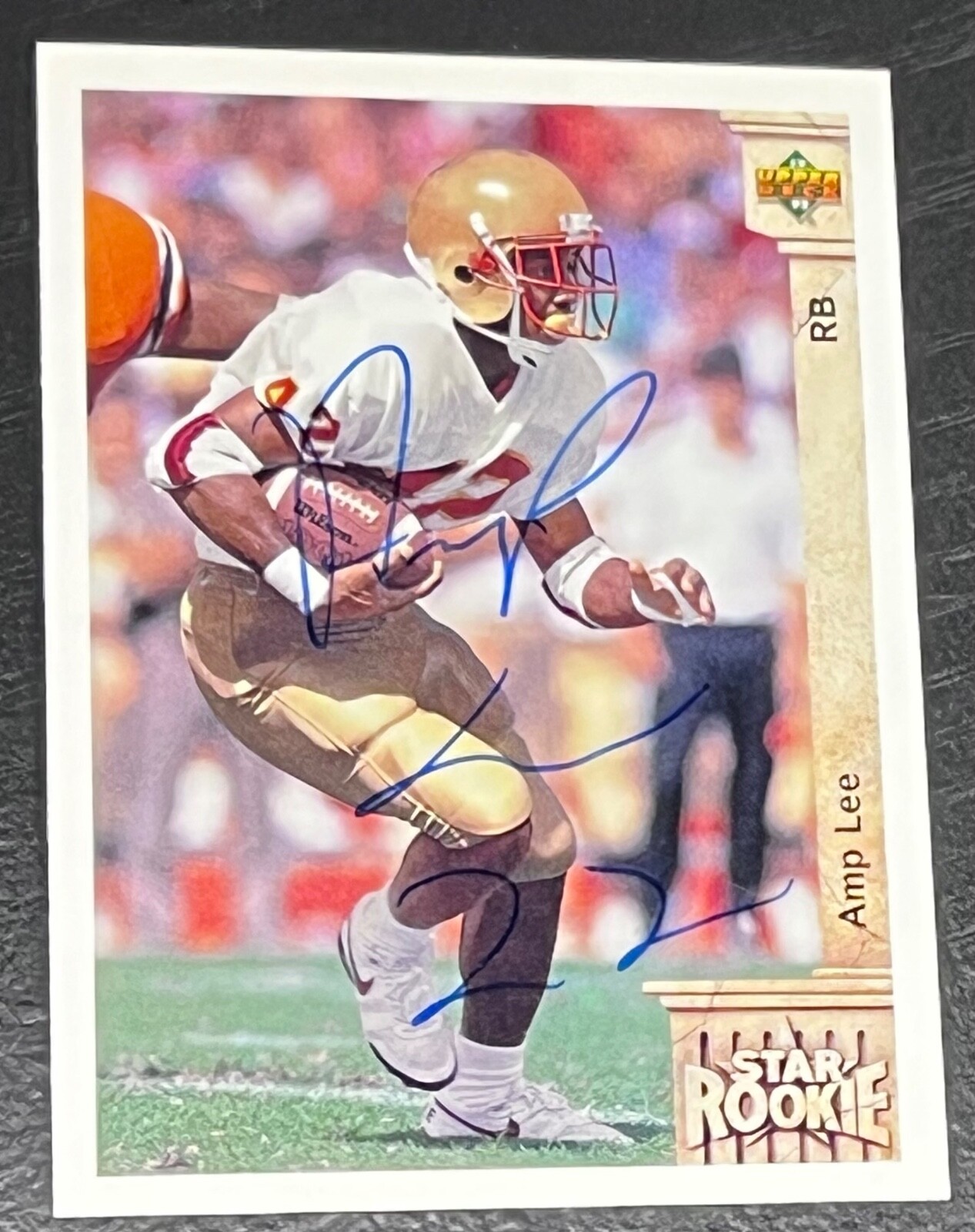 1992 Upper Deck Football #13 Amp Lee (RC) Autographed Card