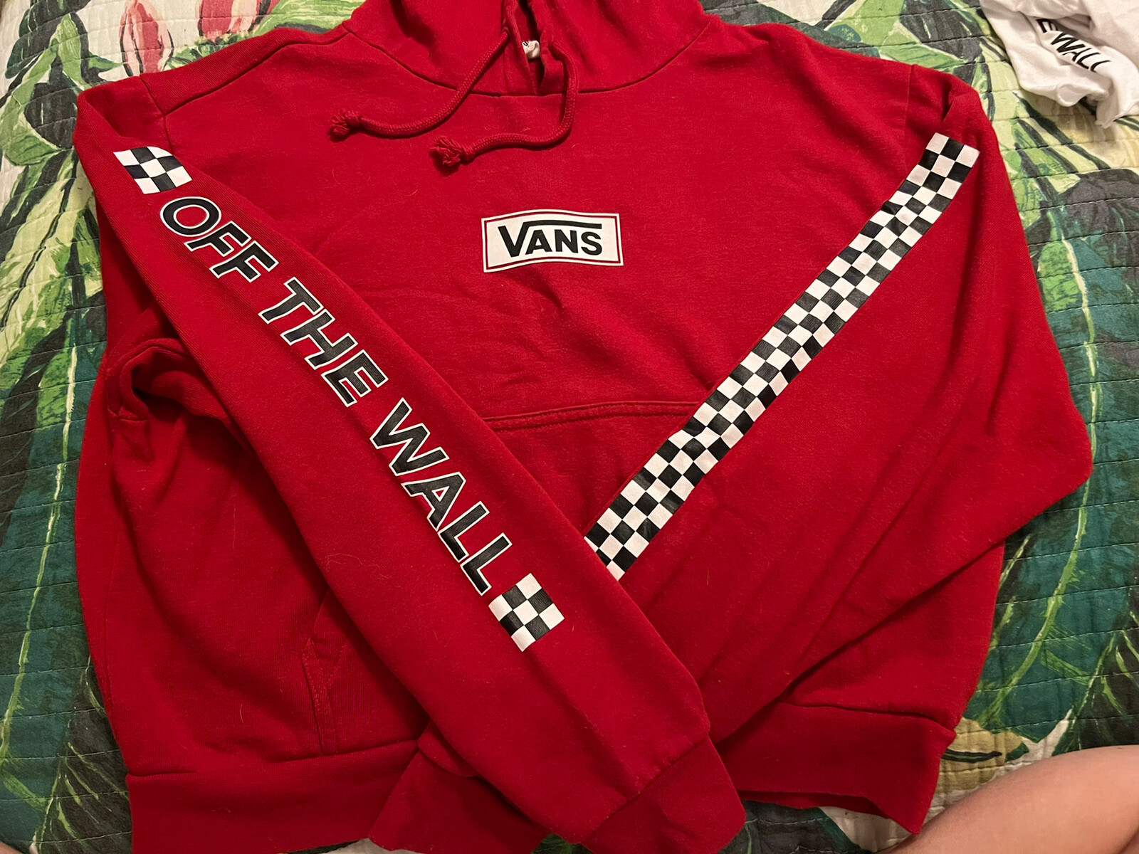 vans red and white hoodie