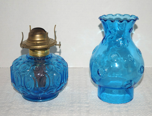 Vintage LE Smith(?) 12” Blue Moon & Stars P & A Dorset Oil Lamp Eagle Burner - Picture 6 of 13
