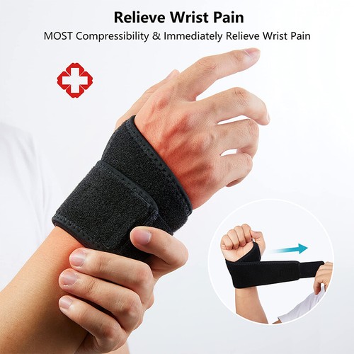 LIFTING GYM TRAINING WRIST SUPPORT STRAPS WRAPS BODYBUILDING BRACE RELIEF PAIN - Picture 7 of 21