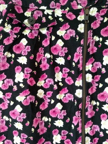 Nicole Miller Womens Skirt Size 8 Black Pink White Floral Front Zip Stretch - Picture 3 of 5