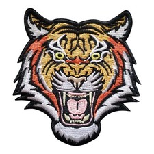 Tiger Head Patch. Embroidered. Iron On. 3"x3"