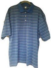 Slazenger Shirt Mens XL Polo Golf Blue White Orange Stripes