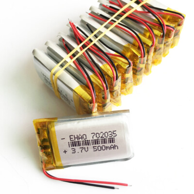 10 PCS 3.7V 500mAh 702035 Lipo Polymer Rechargeable Battery For PDA DVD GPS Mp3