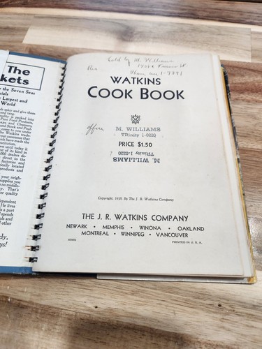 Watkins COOK BOOK Spiral Bound 1938 Recipe Original Dust Cover Vintage Winona MN - Picture 6 of 13