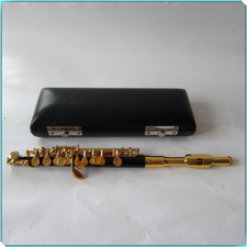 NEW Top Gold Plated Piccolo Flute Black Bakelite Material C Key Italian pad Case