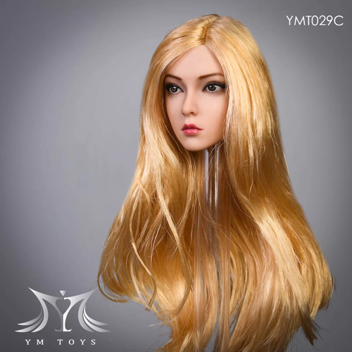 1:6 Yellow curly Hair women Head Sculpt Model For 12''Female Suntan Figure Body - Picture 2 of 3