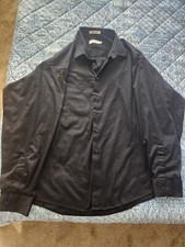 Calvin Klein Mens Dress Shirt Casual Black Size 2XL Cotton/Lastol XLA