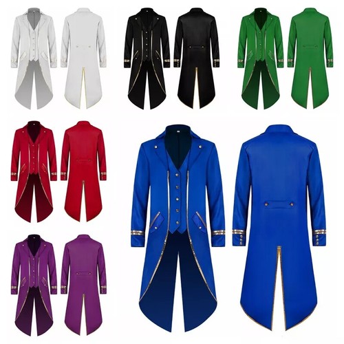 Herren Hochzeit Mittellang Anzug Blazer Schwalbenschwanz Jacke Mantel Party Chic - Bild 3 von 30