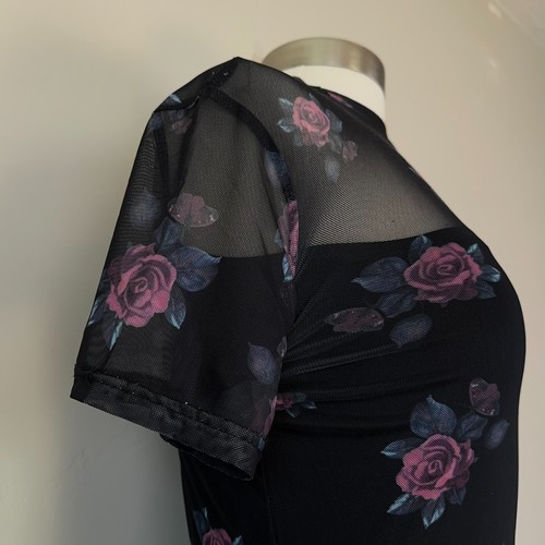 Vestido Mujer M Oscuro Floral Hada Grunge Y2K Elástico Rosa Malla Caprichoso Años 90 - Imagen 9 de 21