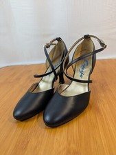 Capezio BR09 X-strap Black Character Dance Shoes Jazz Ballroom Sz 6 Y01