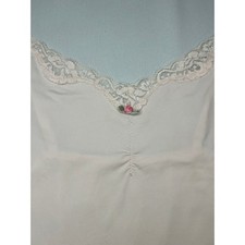 Womens Lace Trim Camisole Tank Ivory Adjustable Strap Coquette Cami Top M