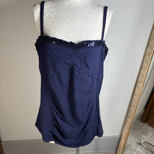 Torrid Damen Y2k blau Paillettenbesatz verstellbare Träger Tanktop Cami Übergröße 1