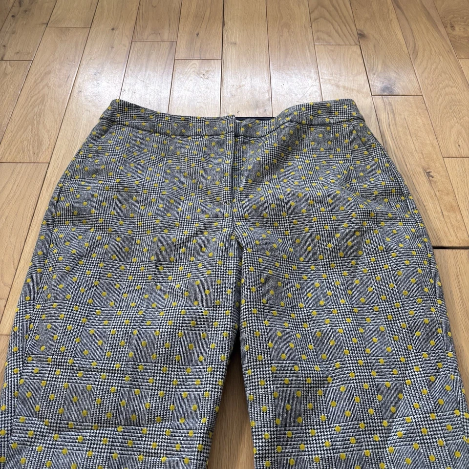 Boden Trousers Size 12 Black White Houndstooth Gold Spots Wool Blend L26 - Image 4 of 4