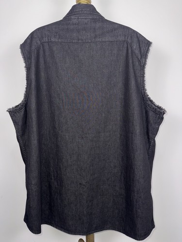 Camisa Harley Davidson deshilachada sin mangas frontal a presión para hombre talla 3XL negra denim - Imagen 2 de 14