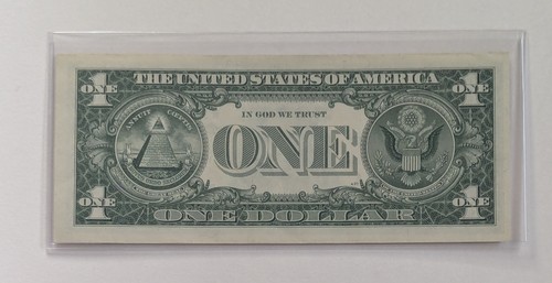US One Dollar, 1957 B, $1 Silver Certificate, Unc, Off Center Print, Blue Seal - Picture 2 of 2