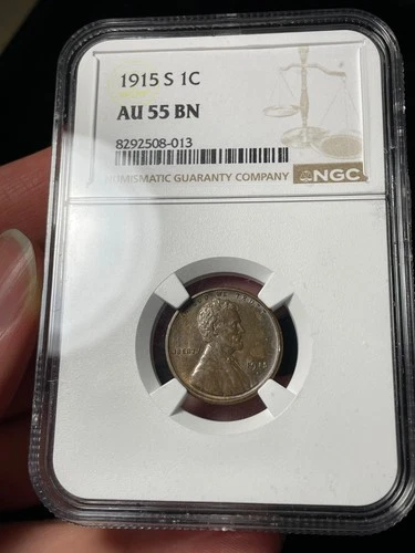 1915-S NGC AU55 BN Lincoln Wheat Cent Brown Semi-Key