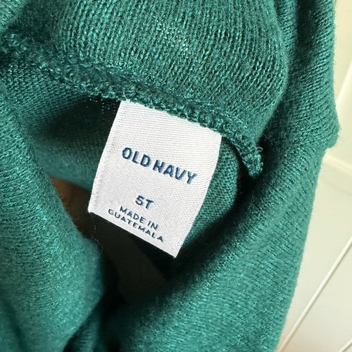 Old Navy Girls Dress Sz 5T Dark Forest Green Cowl Neck Sweater Knit Holiday NEW - Picture 8 of 9