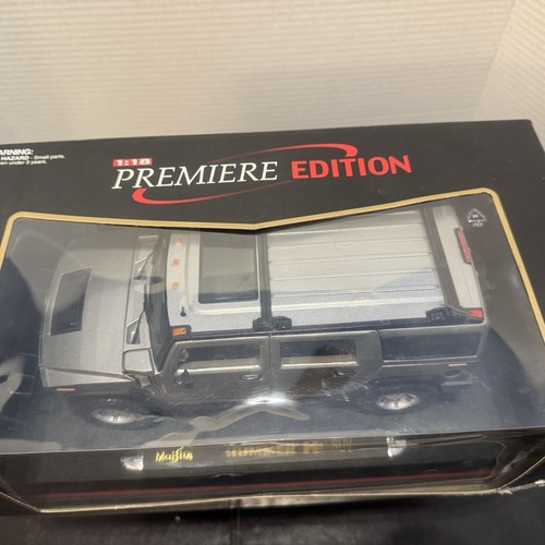 2002 1:18 Maisto Hummer Humvee H2 SUV Silver Gray Premiere Edition - Picture 15 of 17