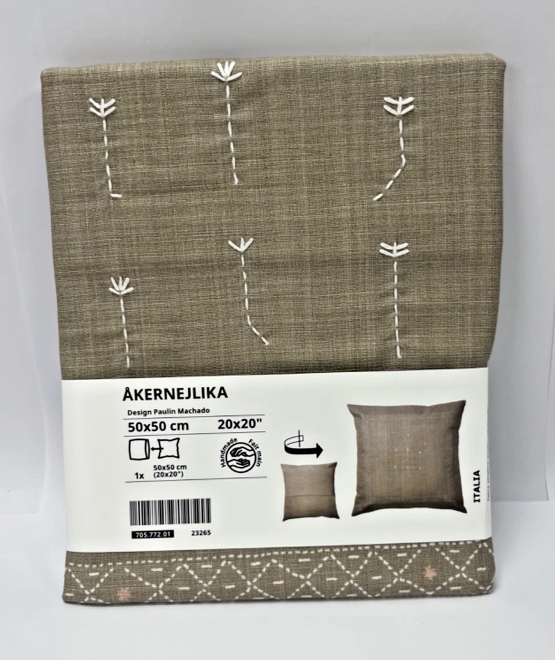 IKEA AKERNEJLIKA ÅKERNEJLIKA Housse de Coussin Beige Dlower 20x20" 50x50 cm - Photo 1/1