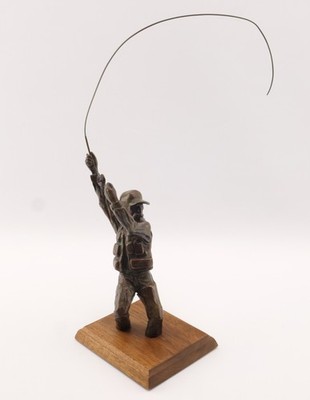 Hollis Williford Bronze Fly Fisherman Sculpture 18/100 Signed 17 