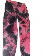 Handmade Womens Pink/Black Tie-Dye Jogger Pan...
