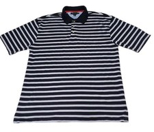 TOMMY HILFIGER GOLF Naby Blue White Striped Polo Shirt Mens Size XL