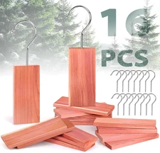 16 Pack Cedar Planks for Clothes Storage, Aromatic Red Cedar Wood Hangers with M