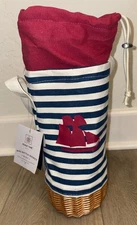 PICNIC TIME Malbec Insulated Canvas and Willow Wine Bottle Basket, (Beige Can...