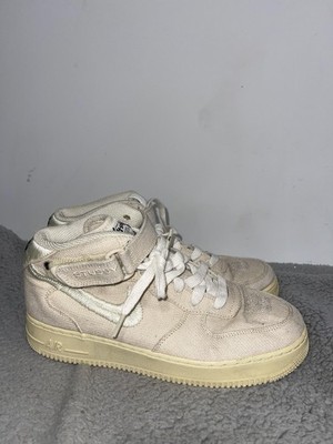Nike Air Force 1 Mid Stussy Shoes Mens Size 9 Beige Fossil Sneakers DJ7841-200