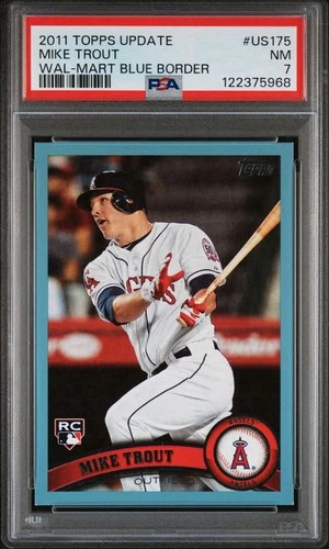 2011 MIKE TROUT Angels RC #US175 Topps Update Wal Mart Blue Border PSA 7 NM