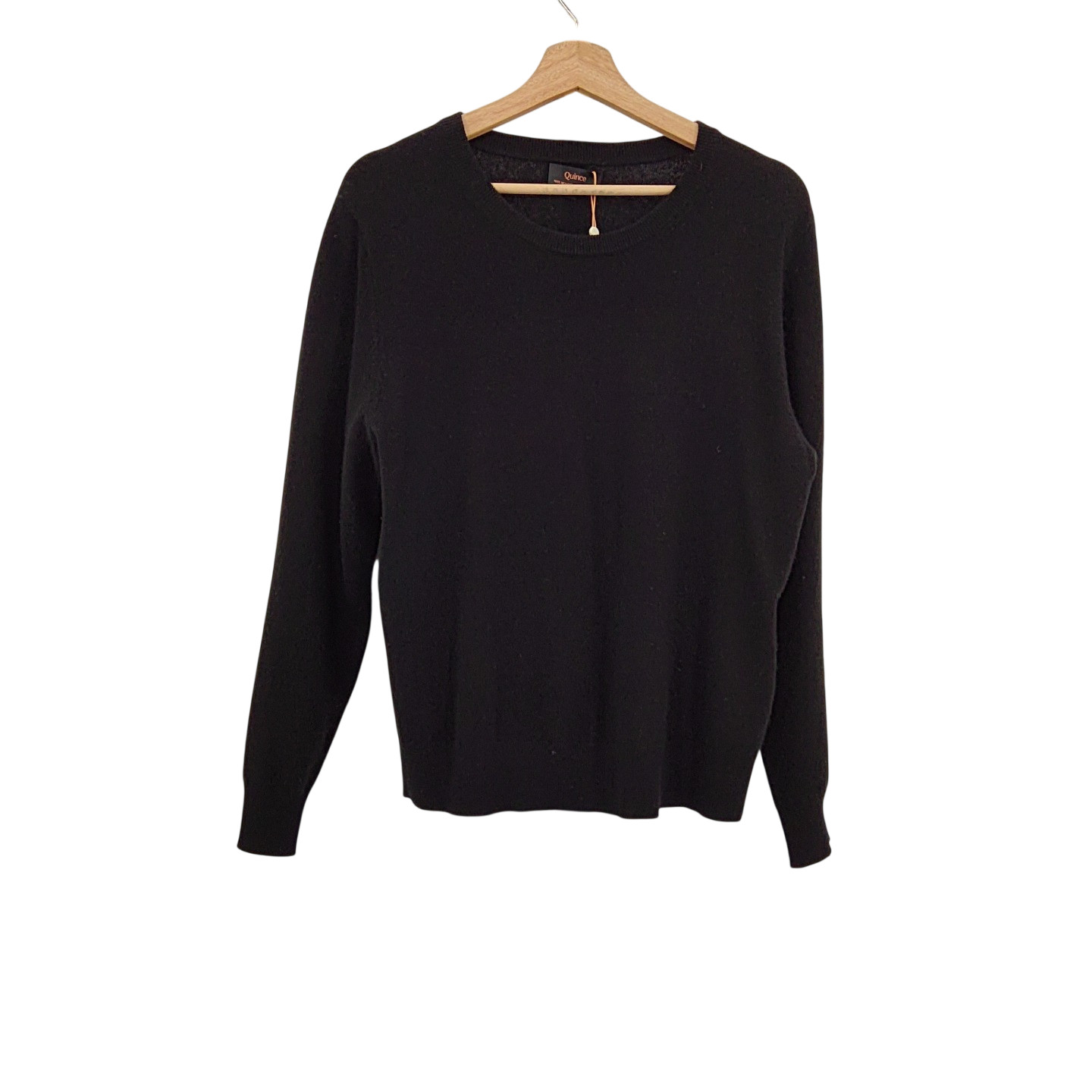 Quince Women Mongolian Cashmere Crewneck Sweater Black Sleeved Top L