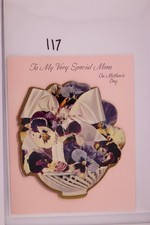 1959 Hallmark 3D Pansy Basket Mother's Day Card To Mom Vintage