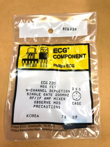 ECG220, 5mA to 25mA @ 20V VHF RF/IF N Channel MOSFET Transistor ~ TO-72 (NTE220) - Picture 2 of 2