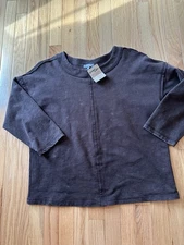 Habitat Boutique Brown Garment Dyed French Terry Top NWT S $68