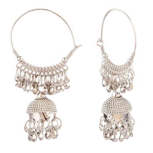 Indian Bollywood Bridal Designer Jewelry Oxidized Traditional Jhumka Jhumki Hoop - Picture 5 of 6