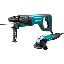 Makita HR2641X1 120V 8 Amp SDS-Plus AVT 1" Rotary Hammer & 4-1/2" Angle Grinder