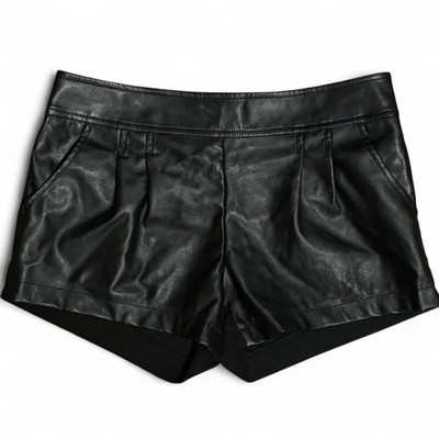 Vintage Bebe Black Faux Leather Shorts (Women s Size Small)