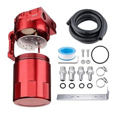 Oil Catch Can, 300ML Universal Baffled Catch Can Kit with 5FT 3/8 Inch Red