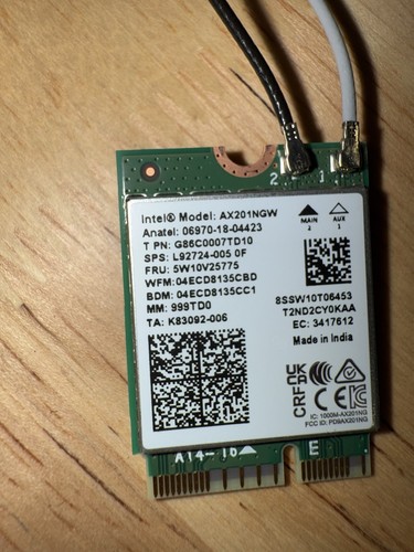 Genuine Intel AX201NGW Dual Band Wi-Fi 5.0 2.4GHZ Bluetooth Network Card XVV0P - Picture 2 of 3