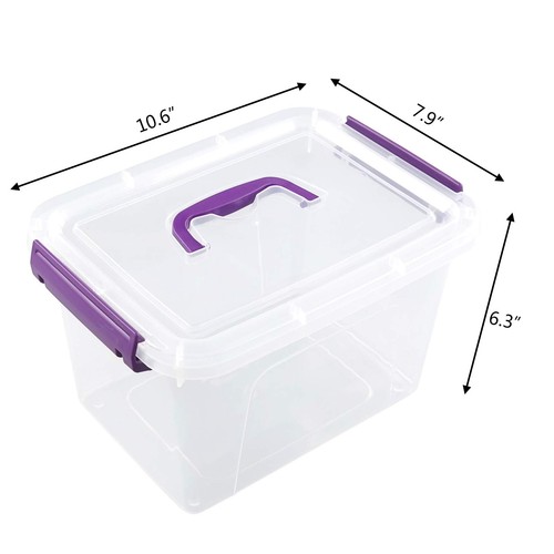 6 Quart Clear Latching Box with Lid and Handles, Clear Plastic Storage Tote, ... - Picture 3 of 7