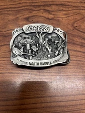 1982 Ltd Ed COCA-COLA 1ST EDITION N. DAKOTA PEWTER BELT BUCKLE #1194 / 2000 EUC!