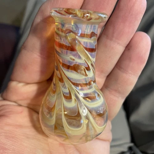 UNIQUE VINTAGE MURANO ITALIAN GLASS SMALL BUD VASE Tan (10-14)