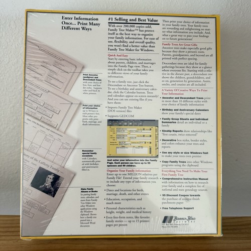 Family Tree Maker For Windows 1993 Vintage And Sealed - Picture 9 of 9