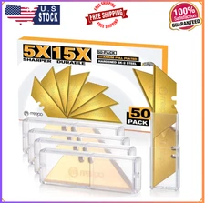 50-Pack Utility Knife Blades, Titanium Fully Plated, Durable SK-2 Razor Blades