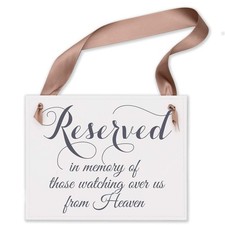 Reserved Memorial Wedding Chair Sign for Ceremony  Reserved for Those Watchi...