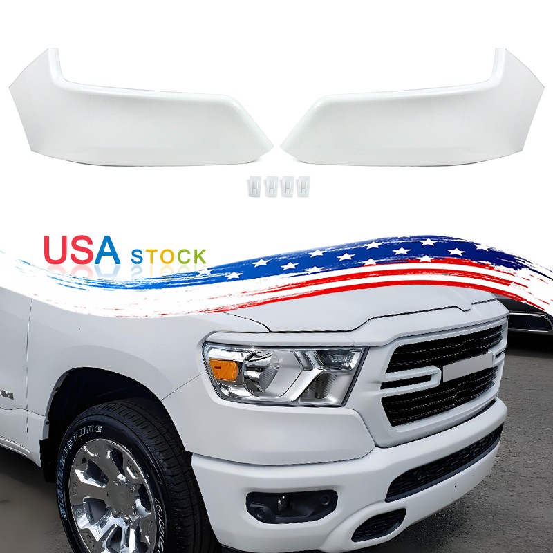 Front Upper Bumper End Cover Panel Bright White Fit For 2019-2024 Dodge Ram 1500