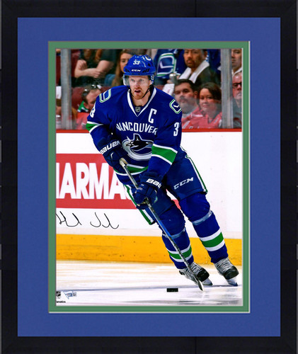 Frmd Henrik Sedin Vancouver Canucks Signed 16" x 20" Blue Jersey Skating Photo