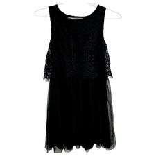 Black Tulle & Crochet Lace Poofy Dress Cocktail Fun Party Dress Size 2