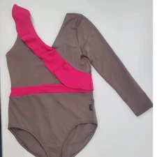 Tiger Friday Adult Large Leotard One Sleeve Ruffle Dance Gymnastics